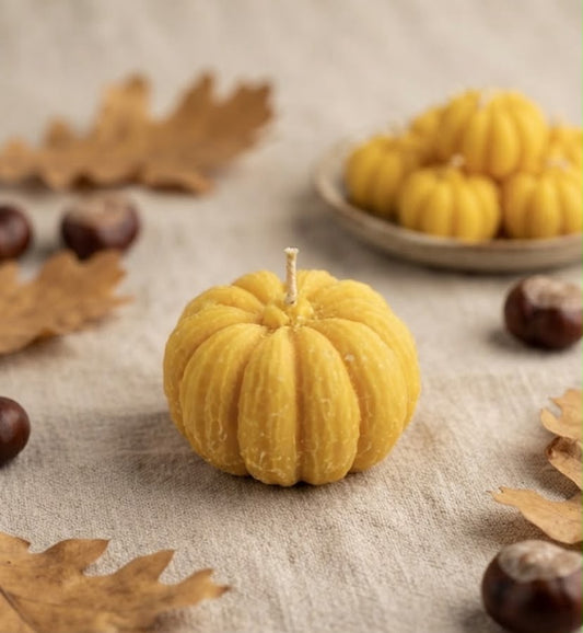 Mini Pompoen Kaarsen Herfst Decoratie – Handgemaakt Sojawas