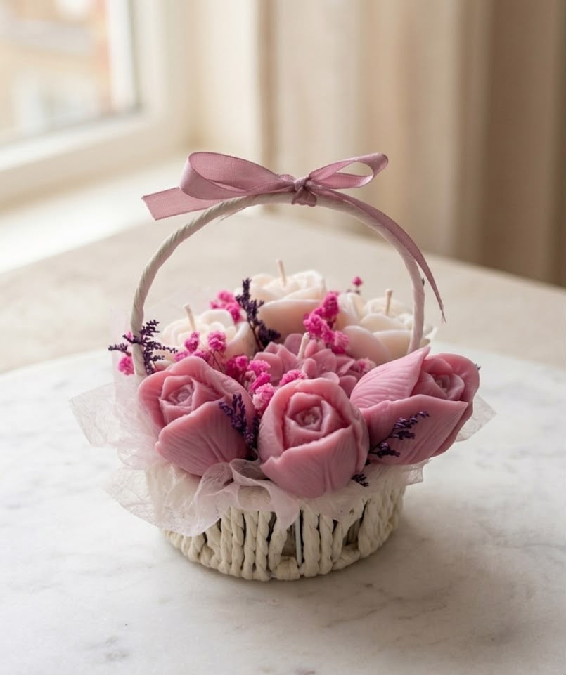 Pink Velvet - Kaarsenboeket
