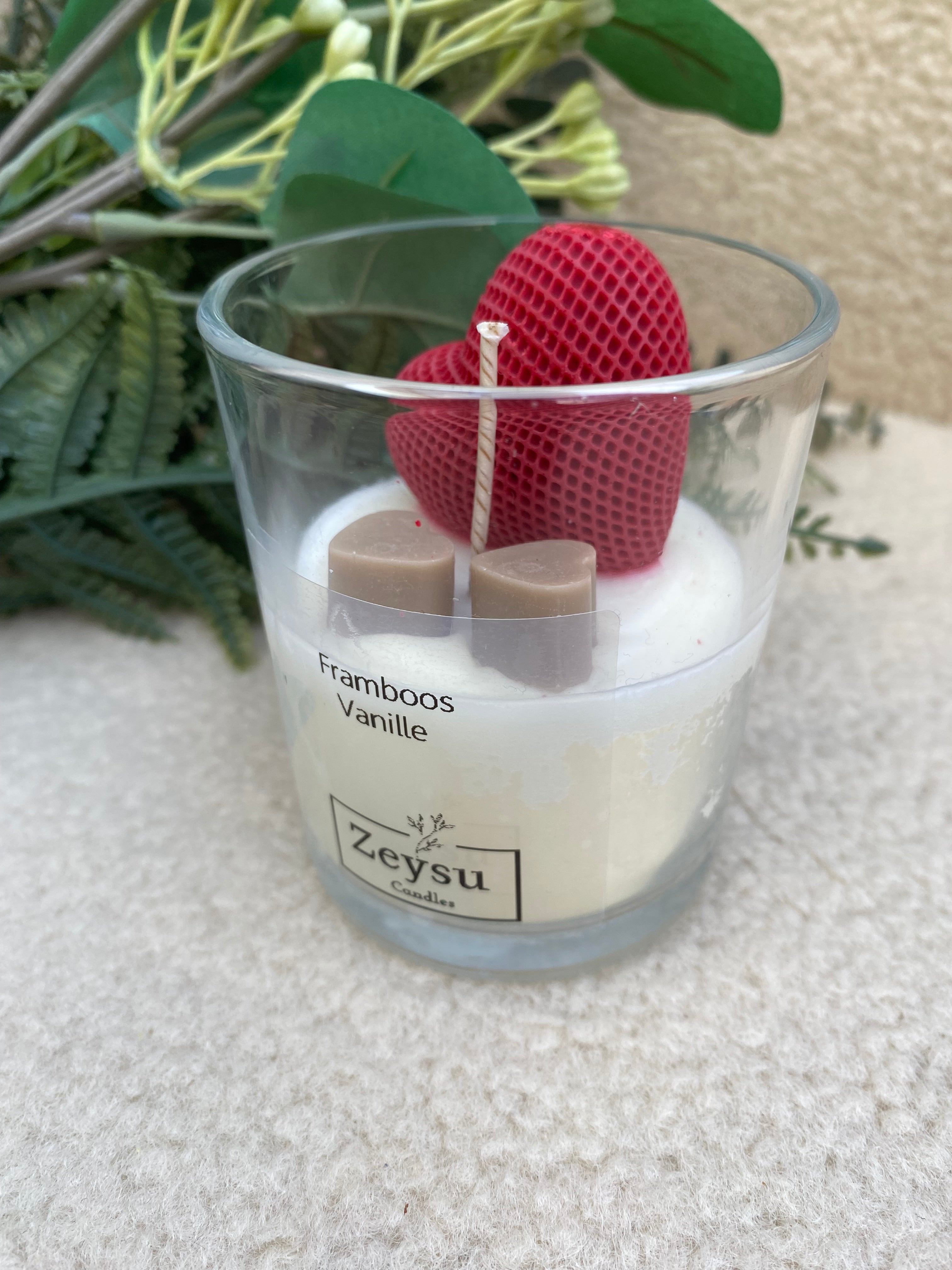 Geurkaars Framboos Vanille Groot Hart