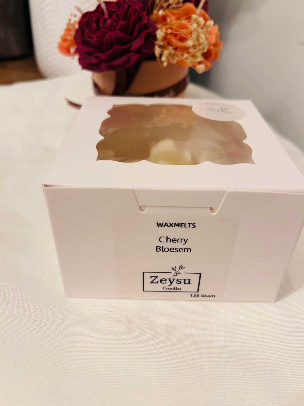 Waxmelts in Kerstvormpjes- Wit met Gouden glitters | Cherry Bloesem 125 gram