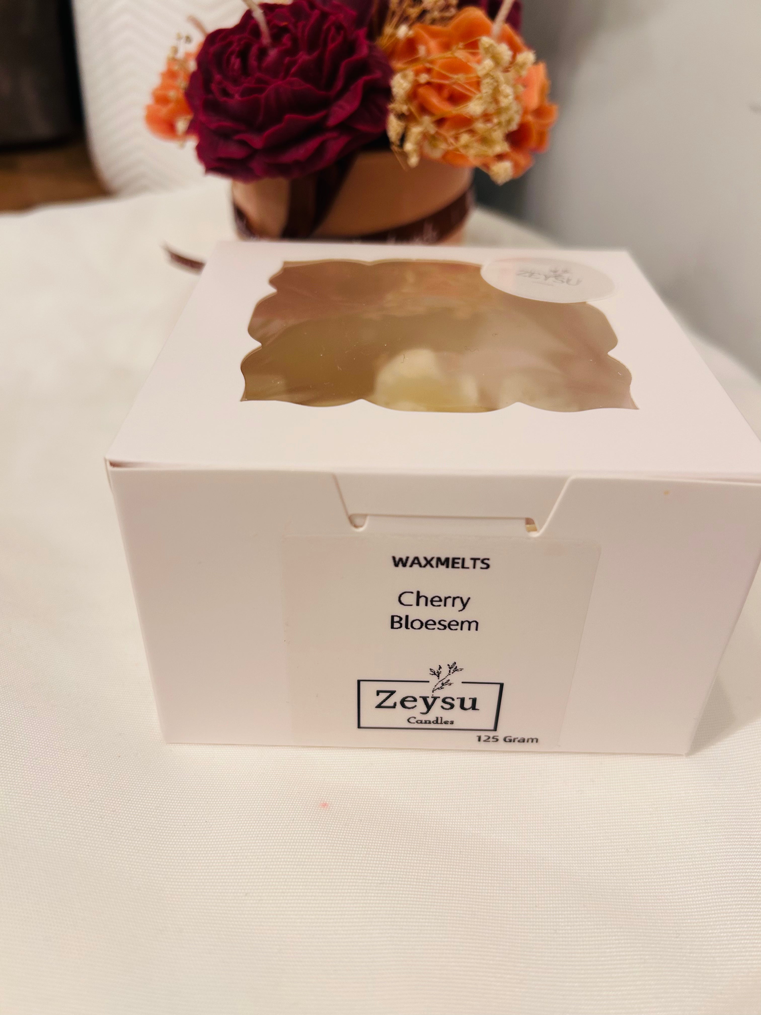 Waxmelts in Kerstvormpjes- Wit met Gouden glitters | Cherry Bloesem 125 gram