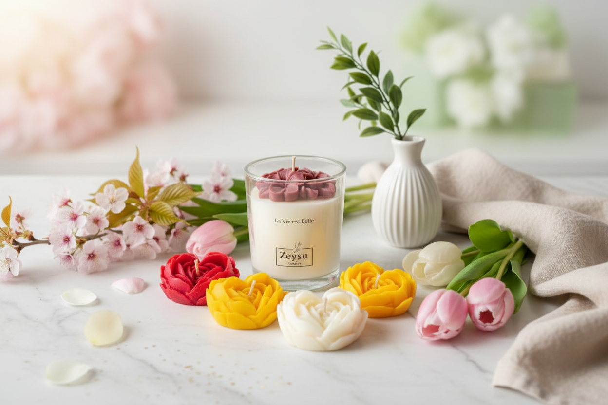 Lentecollectie met geurkaars